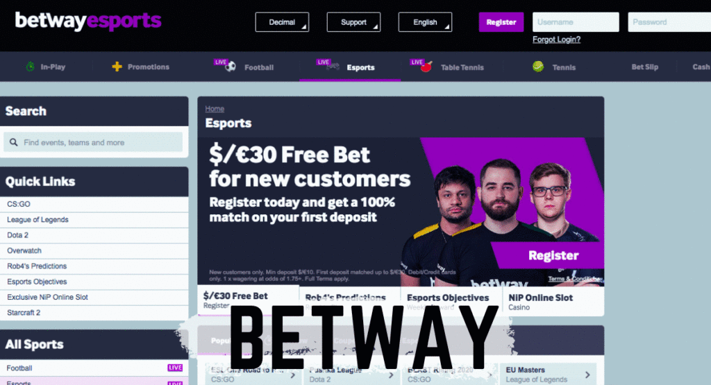 Betway esport betting site